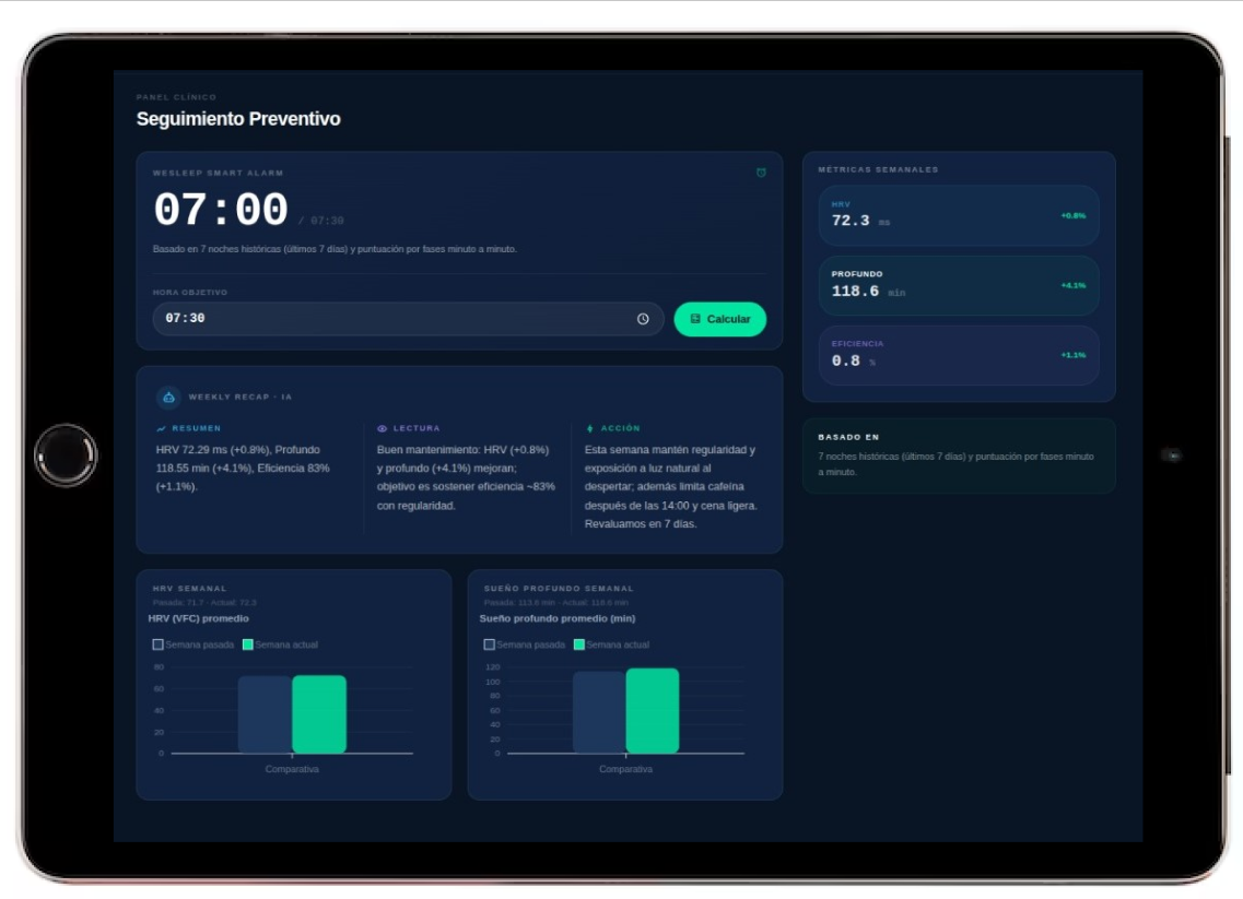 WeSleep iPad Dashboard